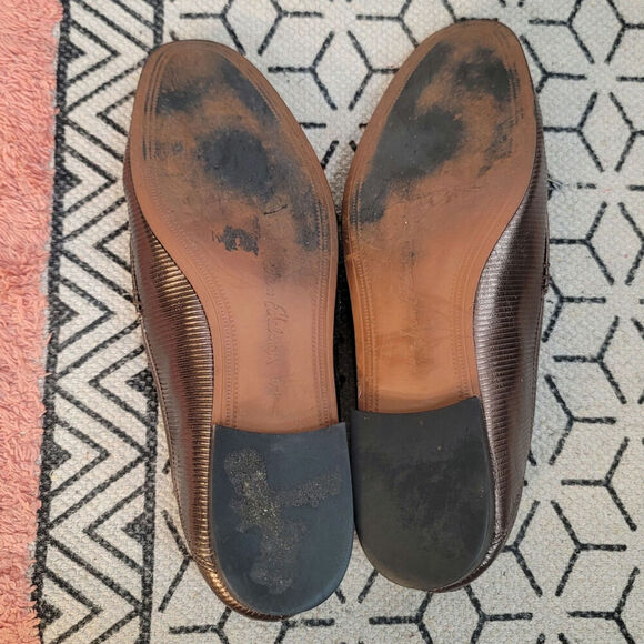 SAM EDELMAN LORAINE LEATHER LOAFERS in Black/Amethyst Metallic  SZ 9 - Picture 12 of 16